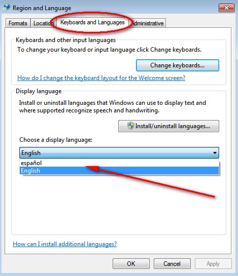 Choose display language